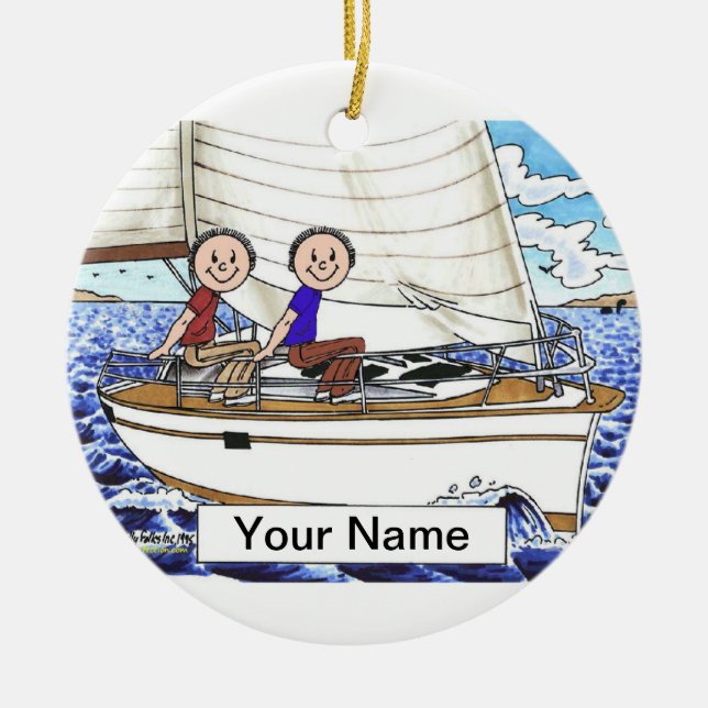 Sailing Friends - Male & Male Ceramic Ornament (Front)