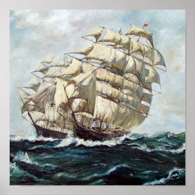 Sailing Frigates Racing Poster (Front)