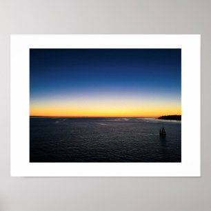 Sailing from the Harbor Sunset Color Photography Poster