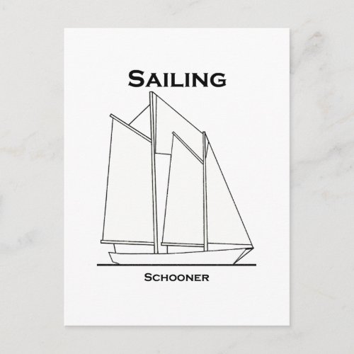 Sailing Gaff_Rigged Schooner Sailboat sail plan Postcard