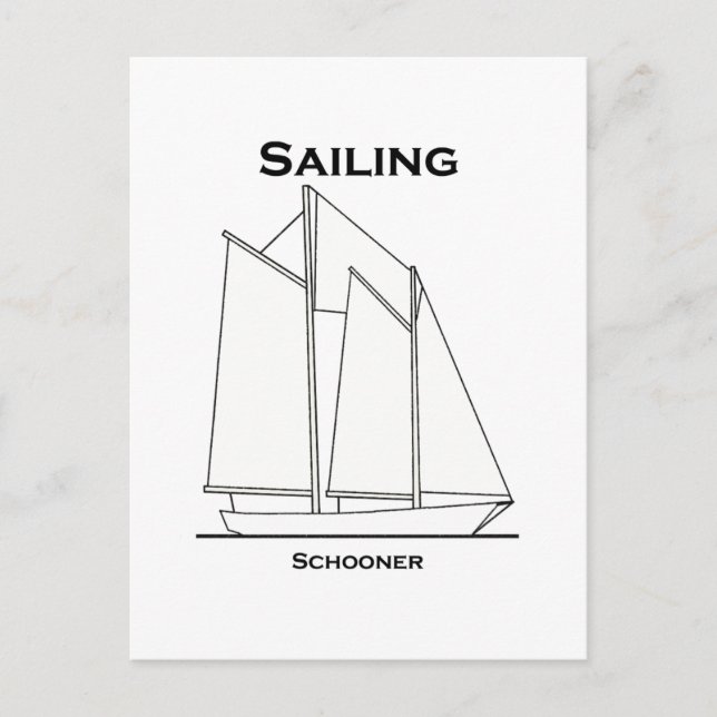 Sailing Gaff-Rigged Schooner Sailboat (sail plan) Postcard (Front)