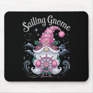 Sailing Gnome Steering Christmas Cheer  Mouse Pad