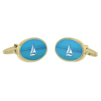 Sailing Gold Cufflinks by h2oWater at Zazzle