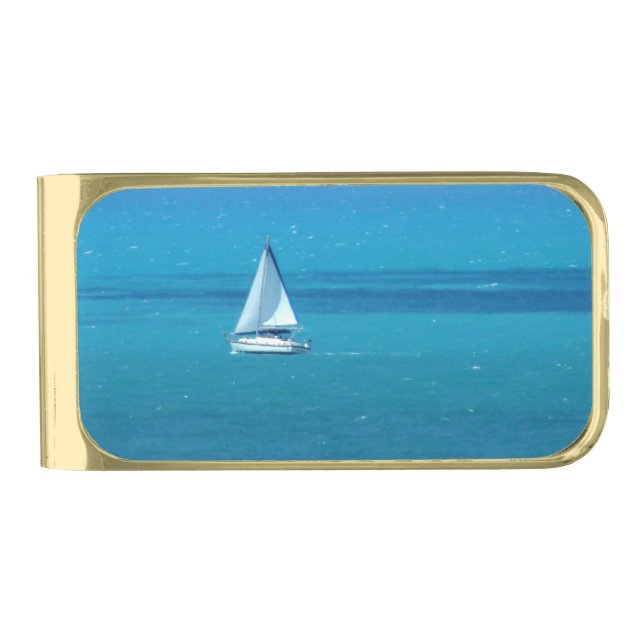 Sailing Gold Finish Money Clip (Front)