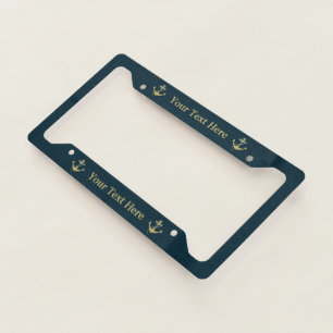 Sailing Gold Nautical Anchor Captain  License Plat Plate Frame