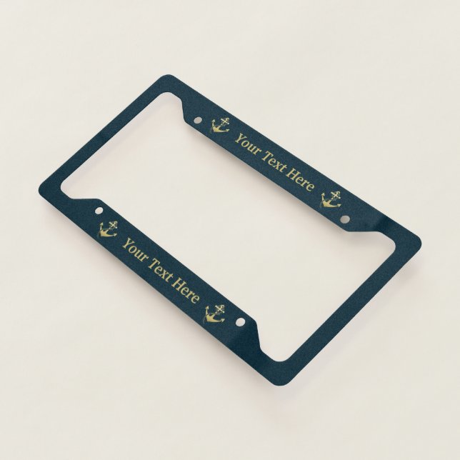 Sailing Gold Nautical Anchor Captain  License Plat Plate Frame (3/4)