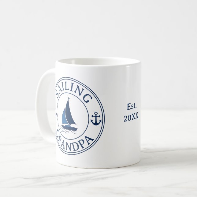 Sailing Grandpa Year Established  Coffee Mug (Front Left)