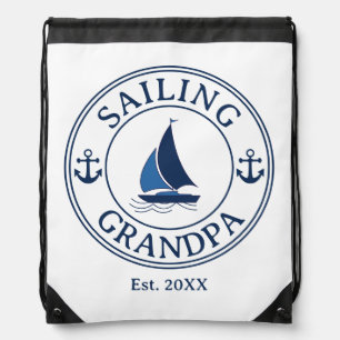 Sailing Grandpa Year Established  Drawstring Bag