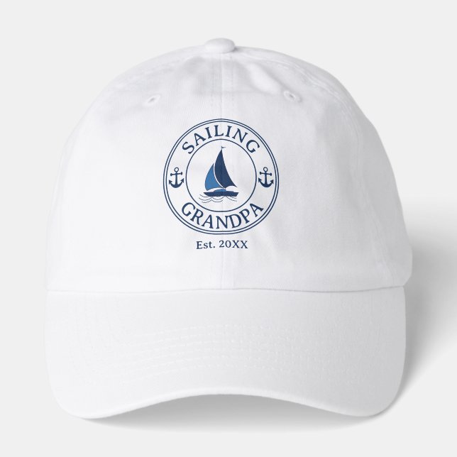 Sailing Grandpa Year Established  Hat (Front)
