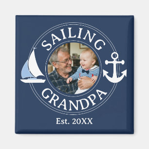 Sailing Grandpa Year Established Navy Blue Photo Magnet