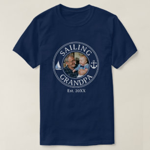 Sailing Grandpa Year Established Navy Blue Photo T-Shirt