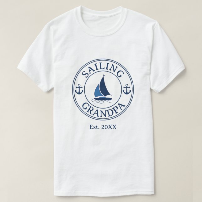 Sailing Grandpa Year Established  T-Shirt (Design Front)