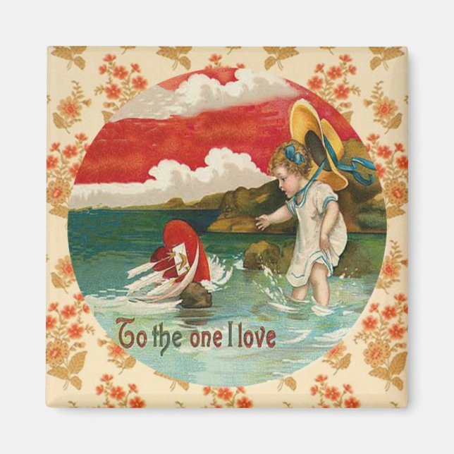 Sailing Heart Vintage Valentine Custom Magnet (Front)