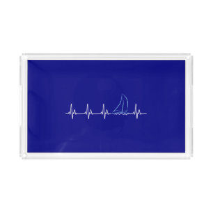 Sailing Heartbeat Funny Sailboat Acrylic Tray