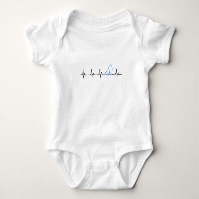 Sailing Heartbeat Funny Sailboat Baby Bodysuit (Front)