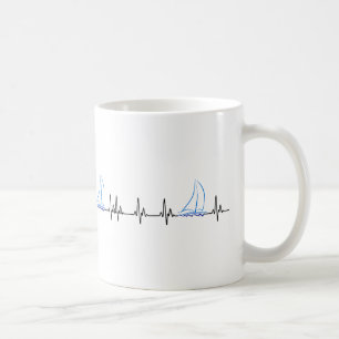 Sailing Heartbeat Funny Sailboat Coffee Mug