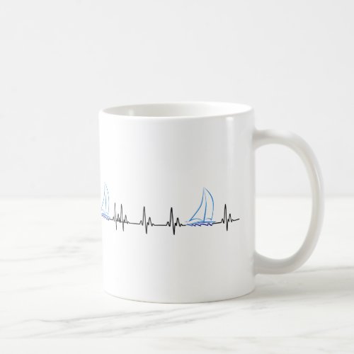 Sailing Heartbeat Funny Sailboat Coffee Mug