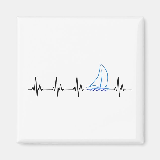 Sailing Heartbeat Funny Sailboat Magnet (Front)