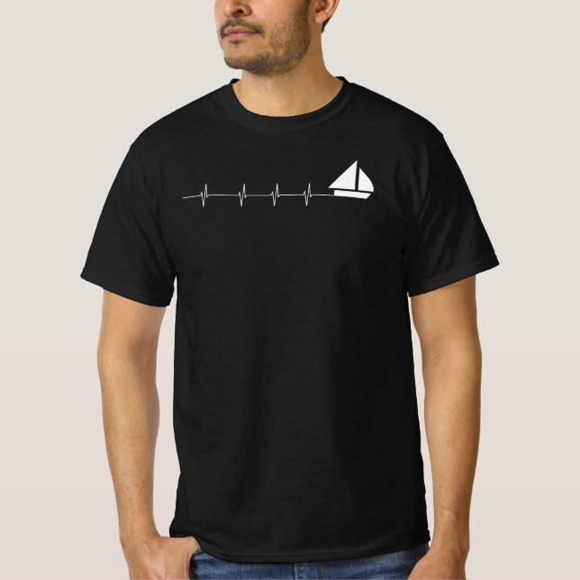 Sailing Heartbeat Funny Sailboat T-Shirt (Front)