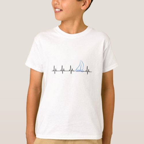 Sailing Heartbeat Funny Sailboat T_Shirt