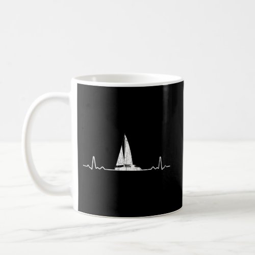 Sailing Heartbeat Sailor Sailboat Yacht Boat Coffee Mug