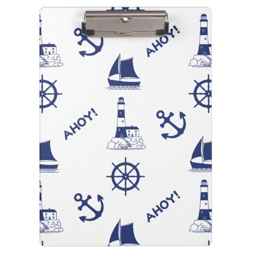 Sailing Illustrative Lg Pattern Navy Blue Clipboard