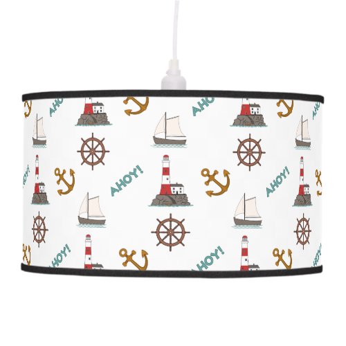 Sailing Illustrative Pattern ColorWhite Ceiling Lamp