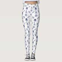 Sailing Illustrative Pattern Navy Blue+White