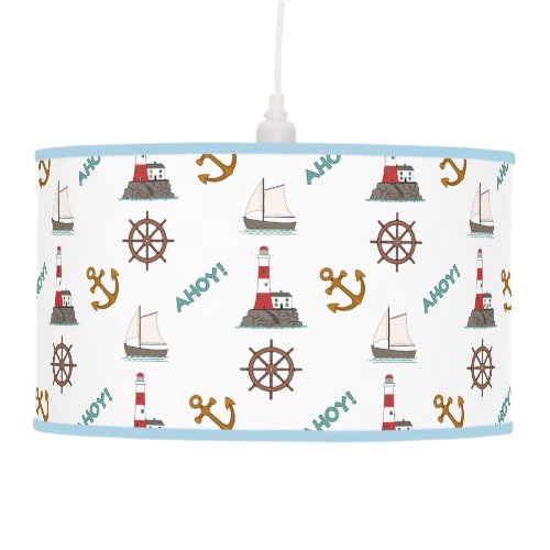 Sailing Illustrative Rpt Pattern ColorWhite Ceiling Lamp