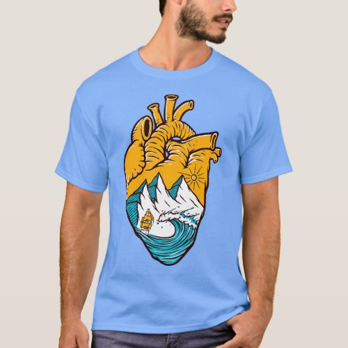 Sailing In Heart Illustration T_Shirt