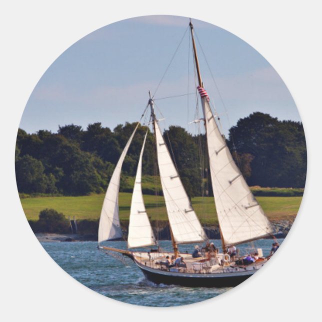 Sailing In Newport, Rhode Island, USA Classic Round Sticker (Front)
