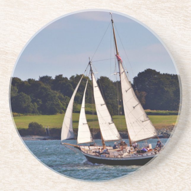 Sailing In Newport, Rhode Island, USA Sandstone Coaster (Front)