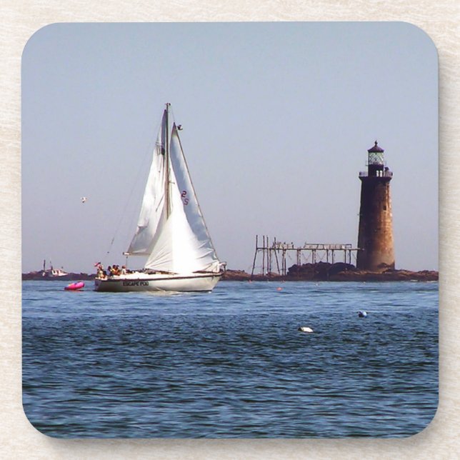 Sailing in Portland Harbor Beverage Coaster (Front)