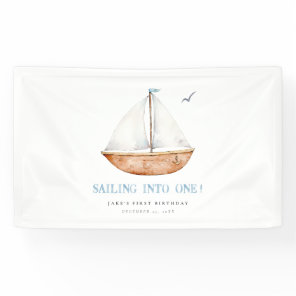Sailing Into One Nautical Birthday Banner