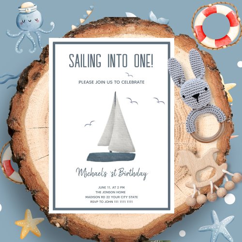 Sailing Into One Nautical Birthday Invitation