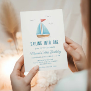 Sailing into One Nautical Birthday Invitation