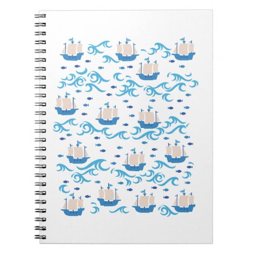 Sailing into Summer Bliss Vintage Ships and Blue  Notebook