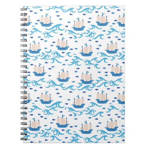 Sailing into Summer Bliss Vintage Ships and Blue  Notebook