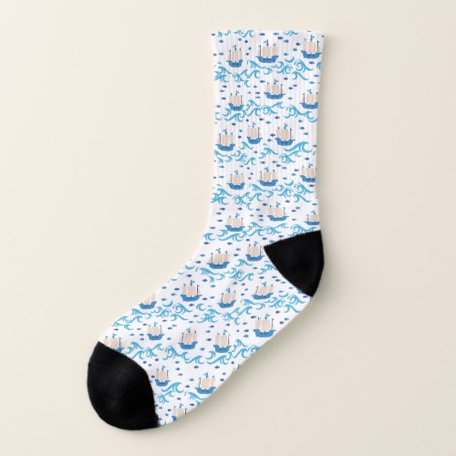 Sailing into Summer Bliss Vintage Ships and Blue  Socks
