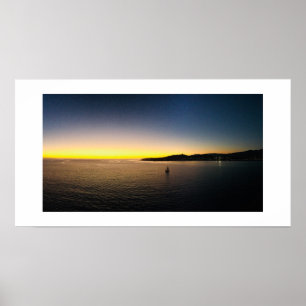 Sailing into the Horizon Panoramic Color Photo Poster