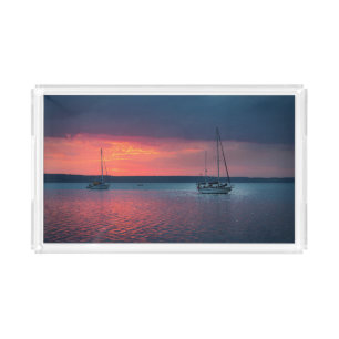 Sailing Into The Sunset Cienfuego, Cuba Acrylic Tray