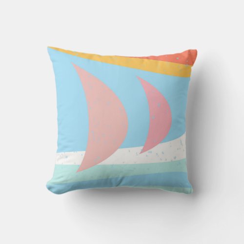 Sailing Into The Sunset Pastel Print Throw Pillow