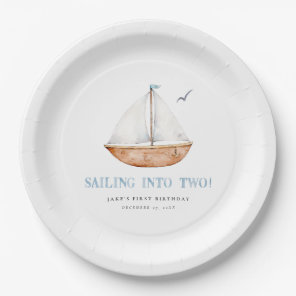 Sailing Into Two Nautical Birthday Paper Plates
