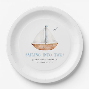 Sailing Into Two Nautical Birthday Paper Plates