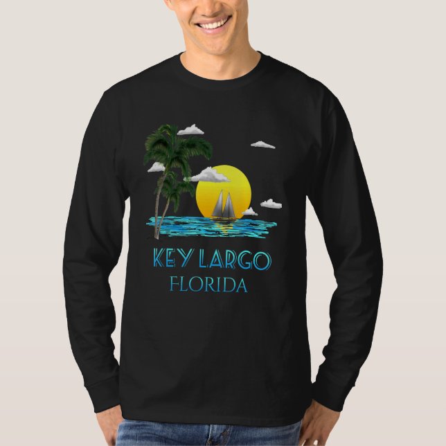 Sailing Key Largo Florida Keys Beach Sunset T-Shirt (Front)
