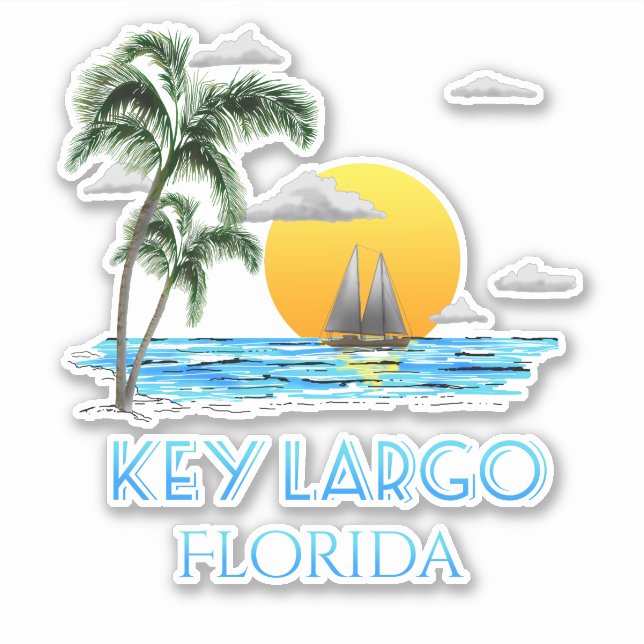 Sailing Key Largo Florida Keys Sticker (Front)