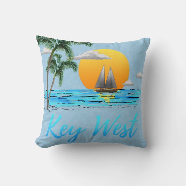 Sailing Key West Florida Throw Pillow (Front)