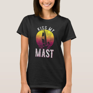 Sailing Kiss My Mast Sailboat Retro Vintage Sunset T-Shirt