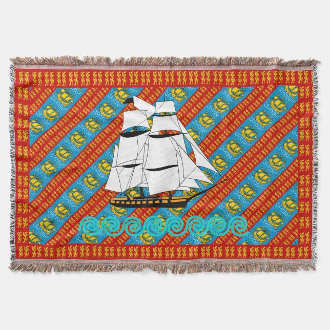 Sailing Lion Throw Blanket (Front)