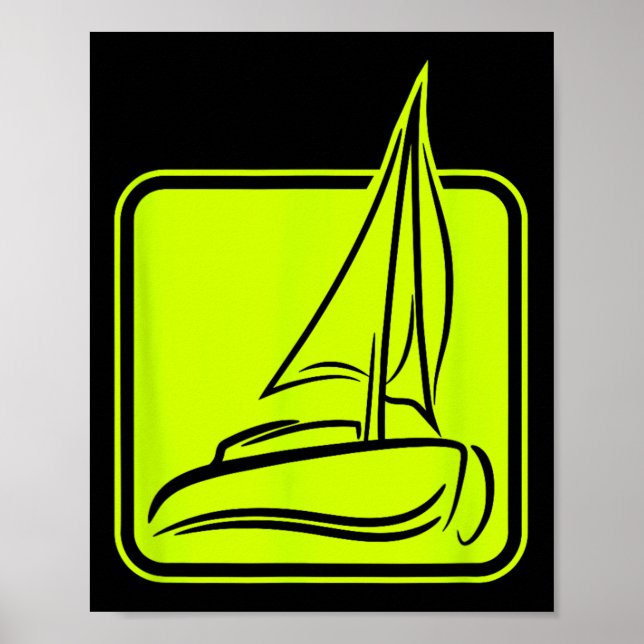 Sailing Logo Symbol Square Sailboat Ship Captain C Poster (Front)